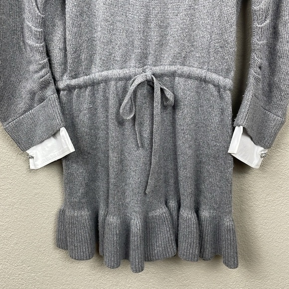 Cinq a Sept Imitation Pearl Necklace Detail Long Sleeve Layered Sweater Dress L - Picture 4 of 16